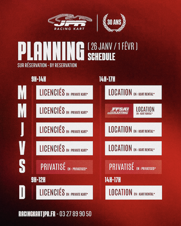 planning semaine du 26 janvier au 1 février